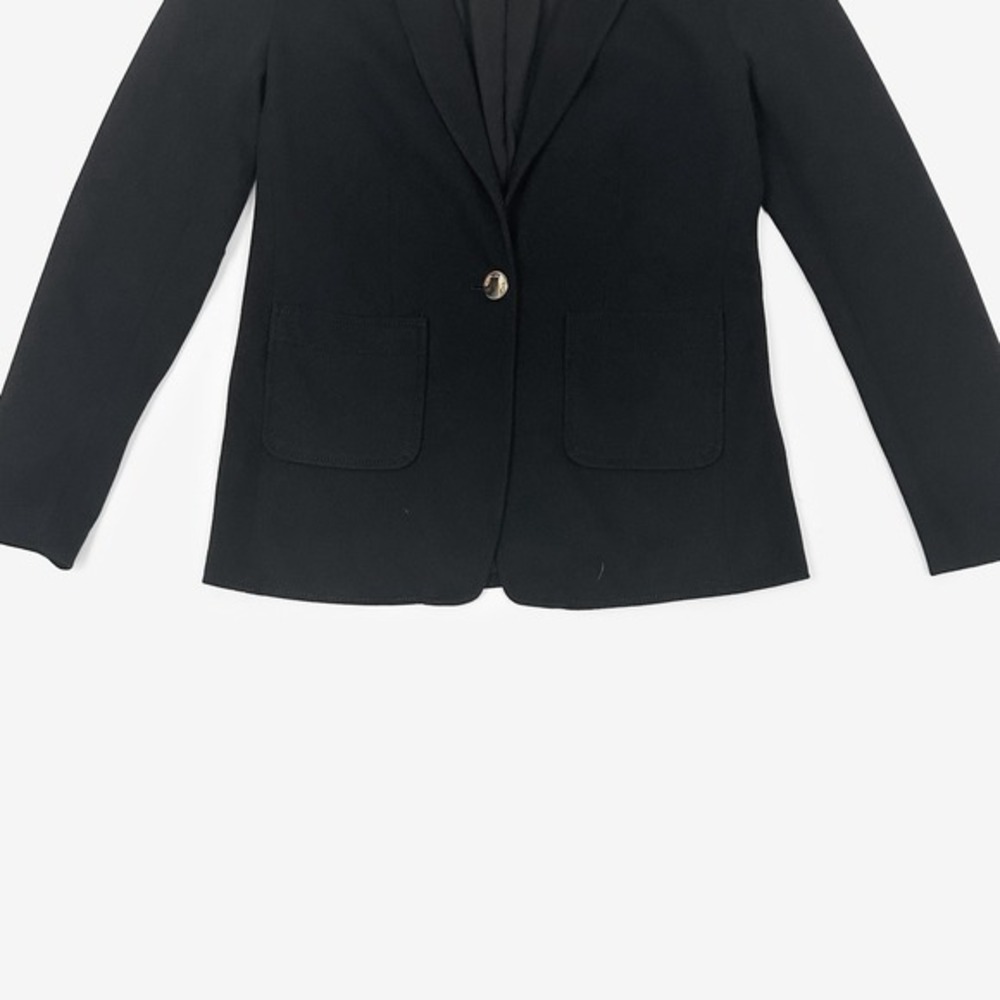LOFT One Button Blazer Size 2 Black Cotton Blend Classic Tailored Career Office - Picture 6 of 9